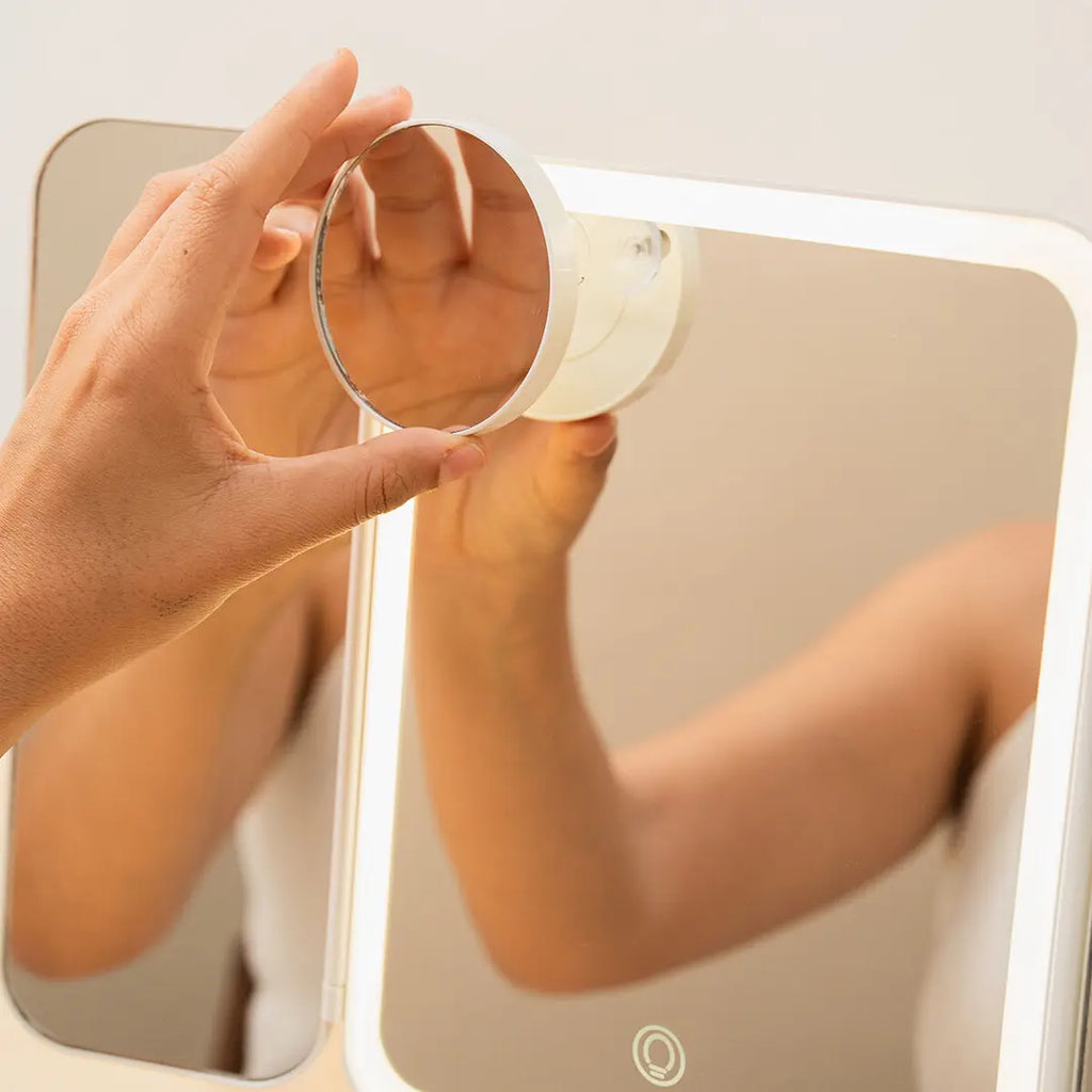 Espejo de Maquillaje Tríptico Recargable con Aumento y Luz LED Miled InnovaGoods