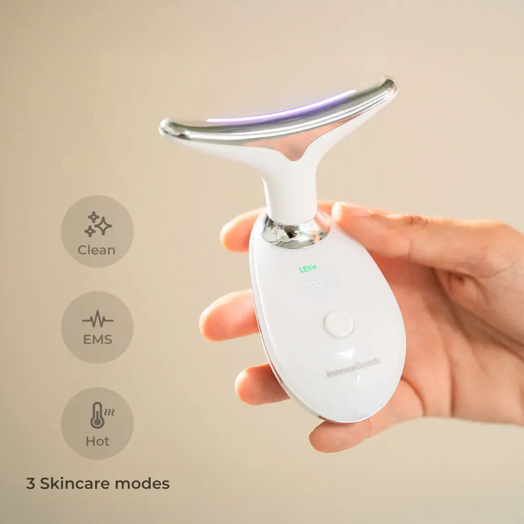 Masajeador Facial y Cuello Reafirmante con Terapia LED y EMS - Selora InnovaGoods