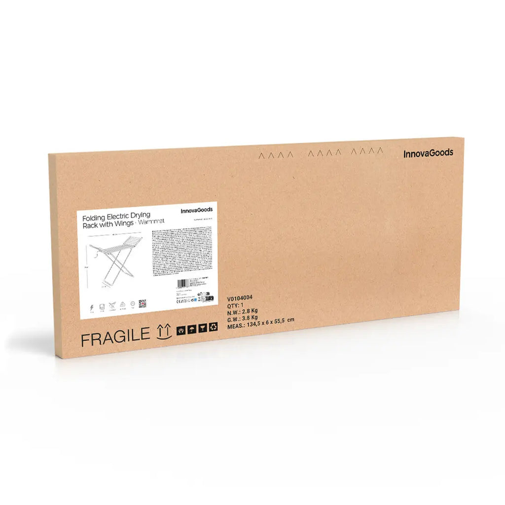 Tendedero Eléctrico Plegable con Alas 230W | Secado Rápido, Pantalla Táctil y Temporizador Warmmat InnovaGoods
